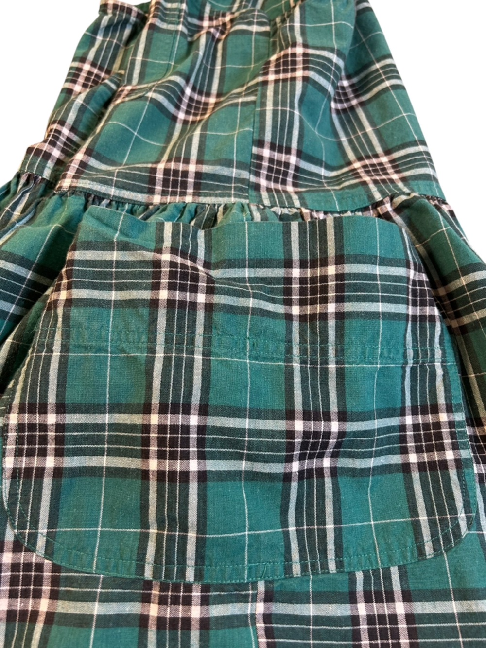 VTG 90s Esprit Plaid Pinafore Dress Green Drop Waist Med Cottagecore Grunge - Picture 8 of 11